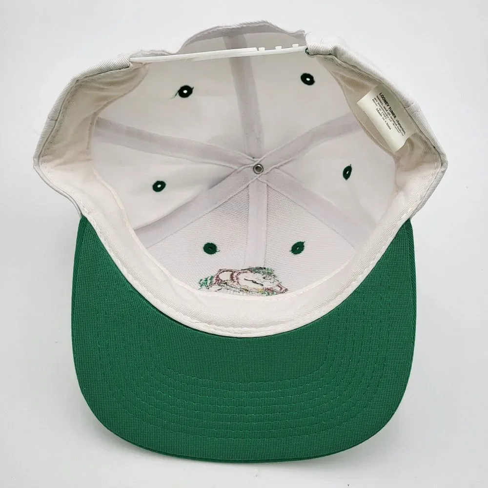 Vtg Taz White Hat‎ Looney Tunes One Size Snapback Pot of Gold St. Patrick's Day